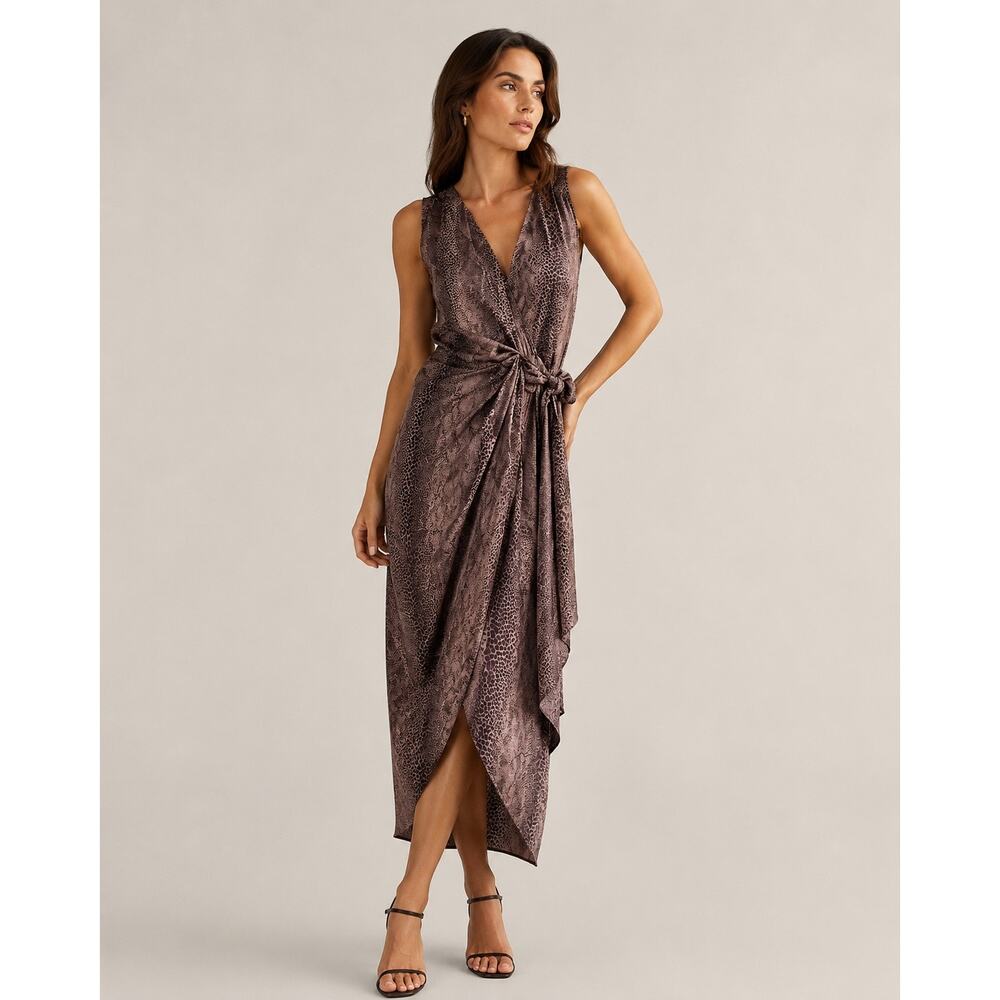 BLUZAT Moda Urbana Snakeskin Print Wrap Dress NWT Size Small